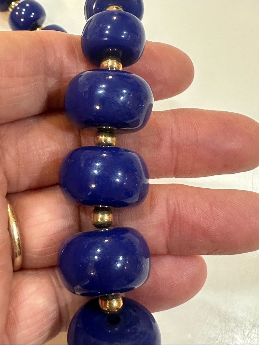 Vintage KJL Kenneth Jay Lane Cobalt Blue Resin Bead Necklace Unbranded Earrings - Picture 5 of 13